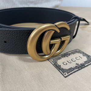 Gucci leather belt with double G buckle